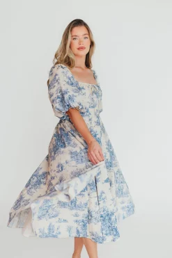New Worth Collective Mary Elizabeth Midi Dress in Blue