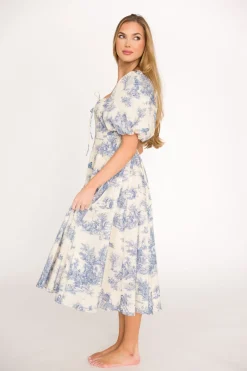 New Worth Collective Mary Elizabeth Midi Dress in Blue