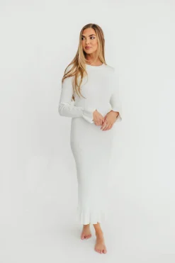 Fashion Worth Collective Mason Bow Tie Sweater Maxi Dress in Ivory