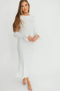 Fashion Worth Collective Mason Bow Tie Sweater Maxi Dress in Ivory