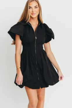 Clearance Worth Collective Melissa Bubble Sleeve Mini Dress in Black