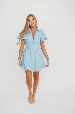Outlet Worth Collective Melissa Bubble Sleeve Mini Dress in Light Blue