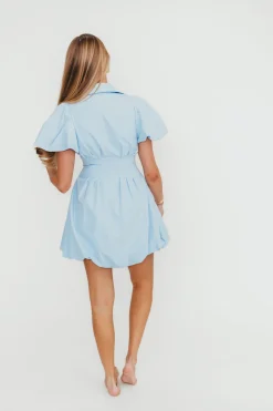 Outlet Worth Collective Melissa Bubble Sleeve Mini Dress in Light Blue