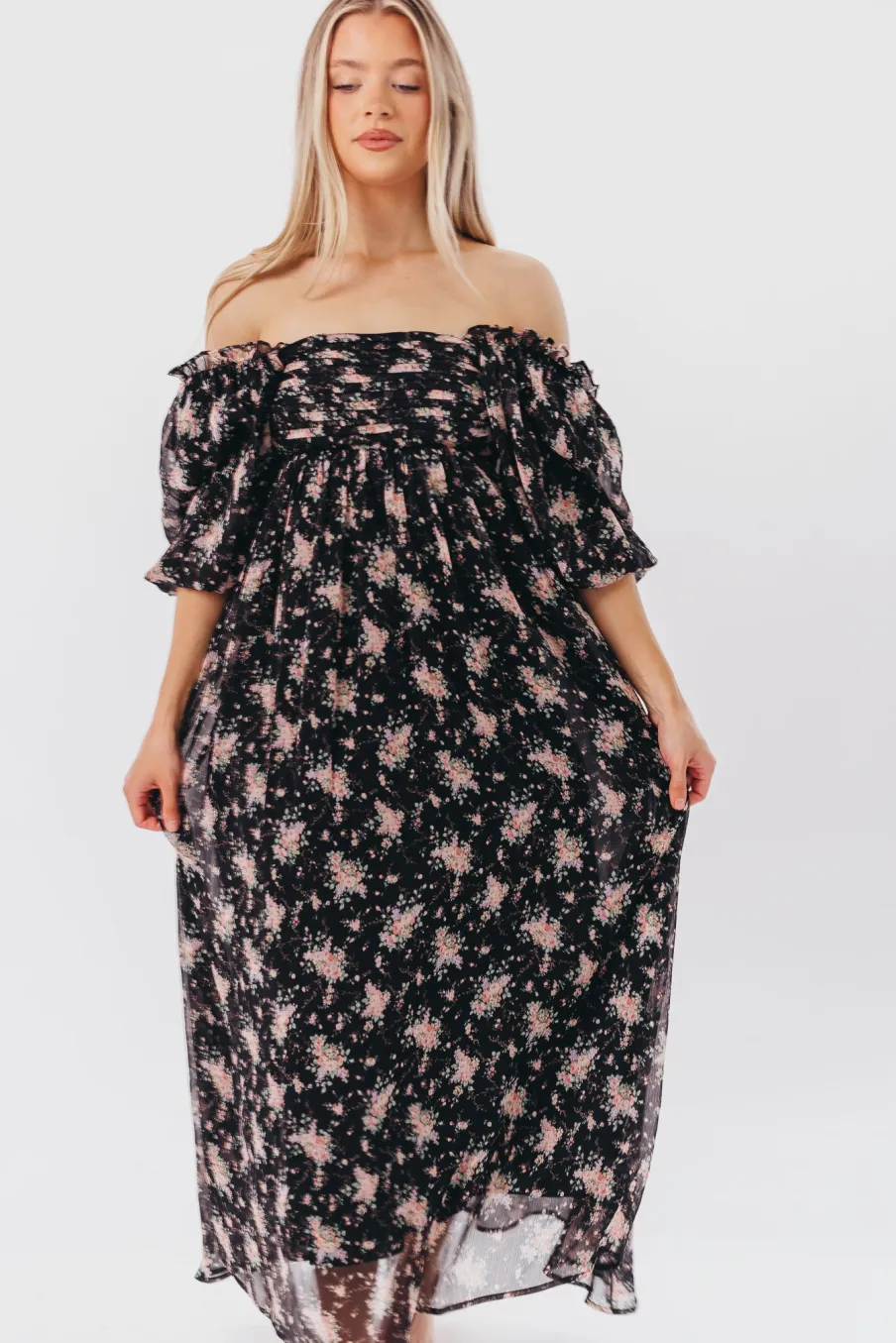 Discount Worth Collective Melody Maxi Dress in Black - Bump Friendly & Inclusive Sizing (S-3XL)