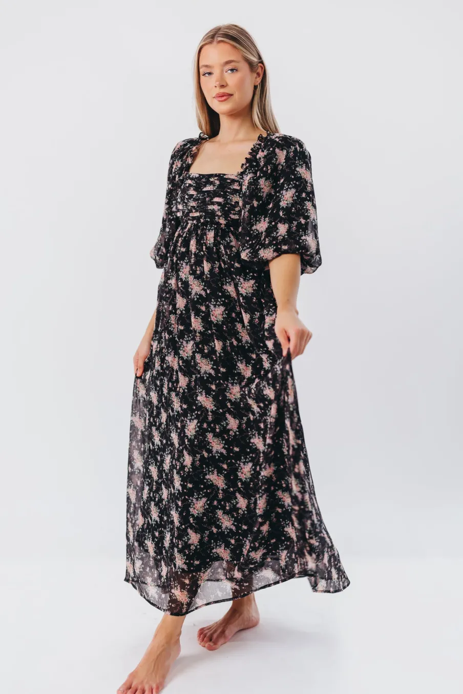 Discount Worth Collective Melody Maxi Dress in Black - Bump Friendly & Inclusive Sizing (S-3XL)
