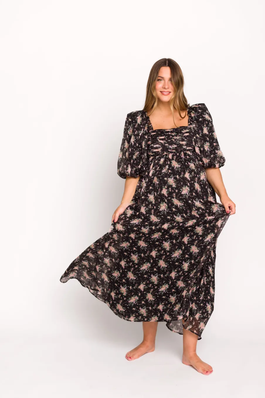 Discount Worth Collective Melody Maxi Dress in Black - Bump Friendly & Inclusive Sizing (S-3XL)