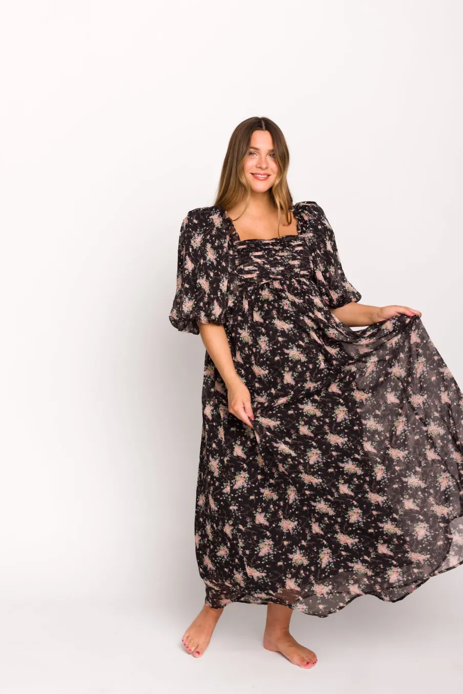 Discount Worth Collective Melody Maxi Dress in Black - Bump Friendly & Inclusive Sizing (S-3XL)