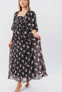 Discount Worth Collective Melody Maxi Dress in Black - Bump Friendly & Inclusive Sizing (S-3XL)