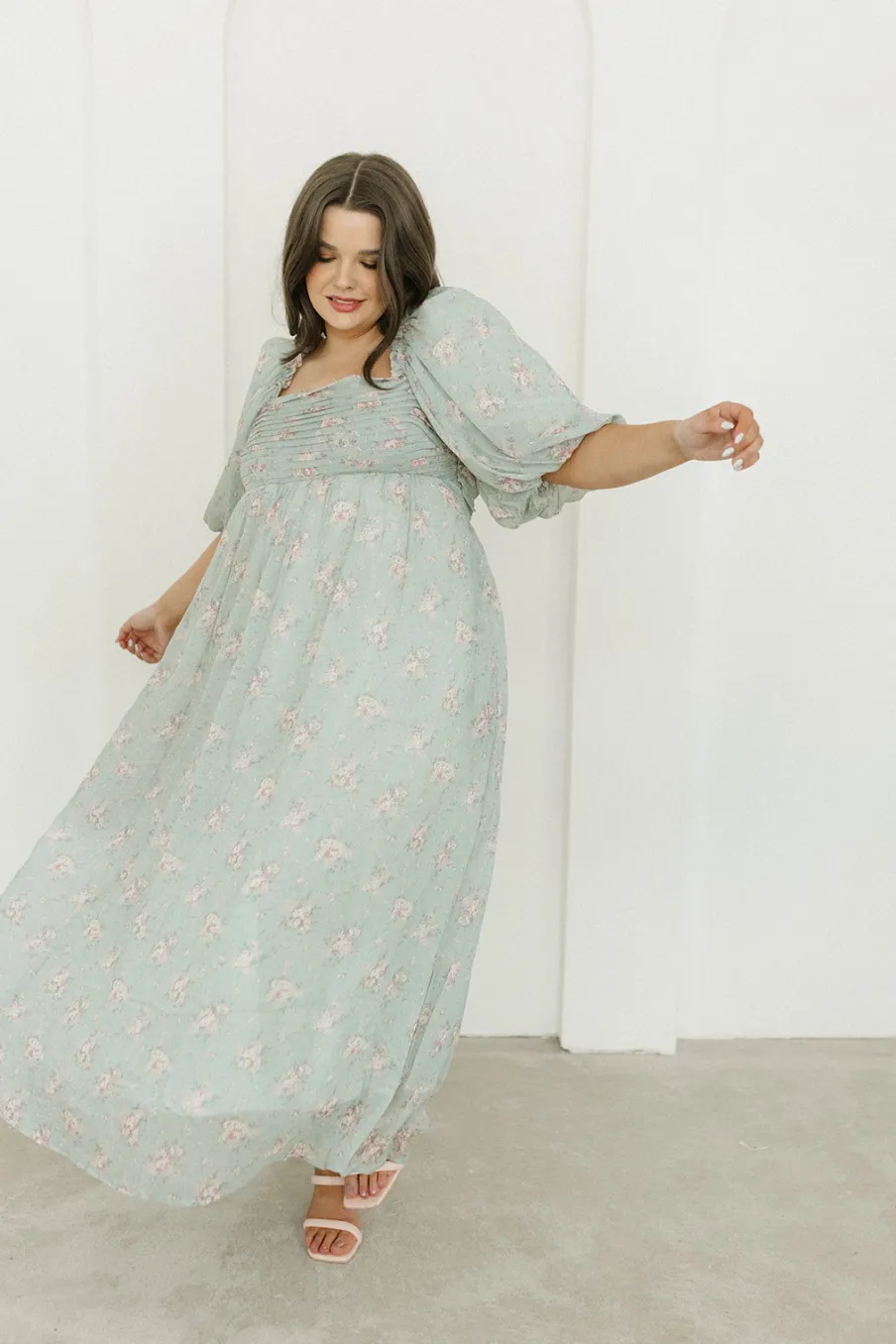 Clearance Worth Collective Melody Maxi Dress in Turquoise Floral - Bump Friendly & Inclusive Sizi