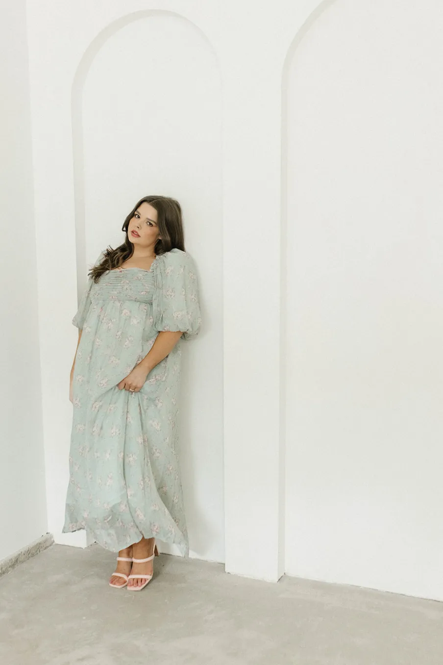 Clearance Worth Collective Melody Maxi Dress in Turquoise Floral - Bump Friendly & Inclusive Sizi