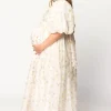 Hot Worth Collective Melody Maxi Dress with Pleats and Bow Detail in Yellow Rose Floral - B