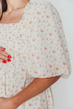 Best Worth Collective Melody Maxi Dress with Pleats and Bow Detail in Ivory Floral- Bump Fri