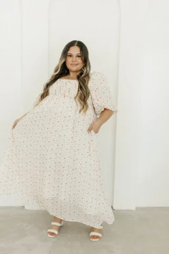 Best Worth Collective Melody Maxi Dress with Pleats and Bow Detail in Ivory Floral- Bump Fri