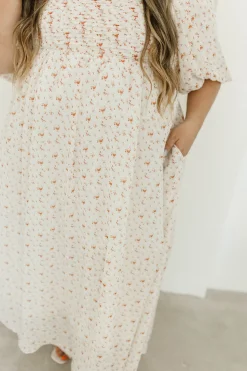 Best Worth Collective Melody Maxi Dress with Pleats and Bow Detail in Ivory Floral- Bump Fri