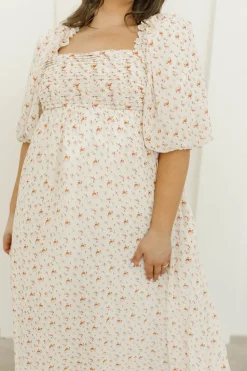 Best Worth Collective Melody Maxi Dress with Pleats and Bow Detail in Ivory Floral- Bump Fri