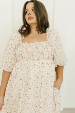 Best Worth Collective Melody Maxi Dress with Pleats and Bow Detail in Ivory Floral- Bump Fri