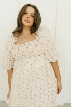 Best Worth Collective Melody Maxi Dress with Pleats and Bow Detail in Ivory Floral- Bump Fri
