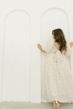 Best Worth Collective Melody Maxi Dress with Pleats and Bow Detail in Ivory Floral- Bump Fri
