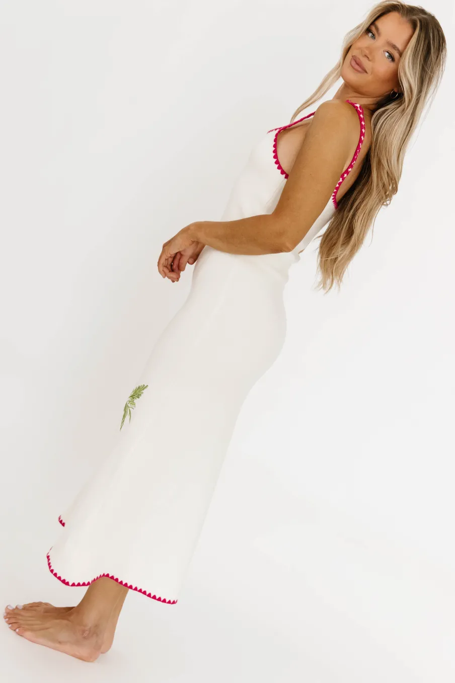 Sale Worth Collective Meyer Embroidered Sweater Dress in Cream (Restock Ships in 5/23)