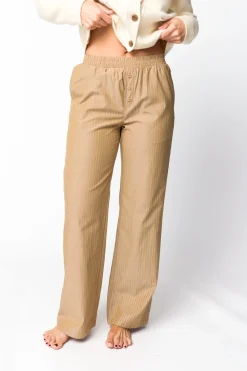 Sale Worth Collective Michelle Striped Pajama Style Pants in Camel