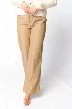 Sale Worth Collective Michelle Striped Pajama Style Pants in Camel