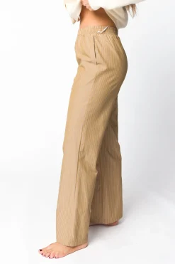 Sale Worth Collective Michelle Striped Pajama Style Pants in Camel
