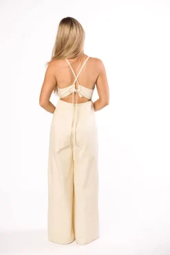 New Worth Collective Midweek 100% Cotton Denim Jumpsuit in Ivory