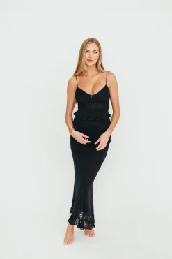 Sale Worth Collective Mika Lace Cami/Skirt Set in Black
