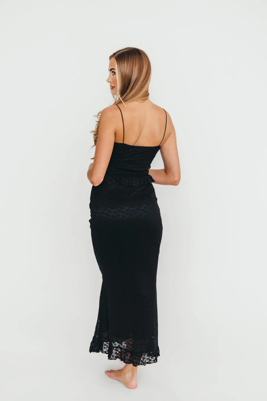 Sale Worth Collective Mika Lace Cami/Skirt Set in Black
