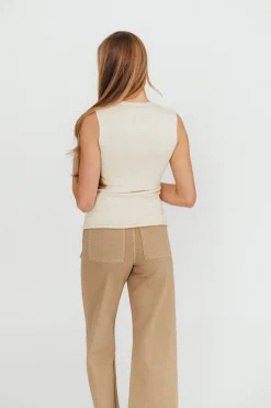 Hot Worth Collective Mila Knit Top in Ecru - Nursing Friendly