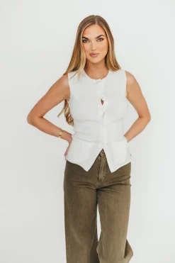 New Worth Collective Mila Knit Top in Off-White - Nursing Friendly