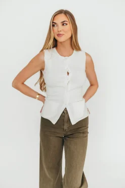 New Worth Collective Mila Knit Top in Off-White - Nursing Friendly