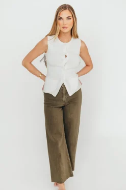 New Worth Collective Mila Knit Top in Off-White - Nursing Friendly