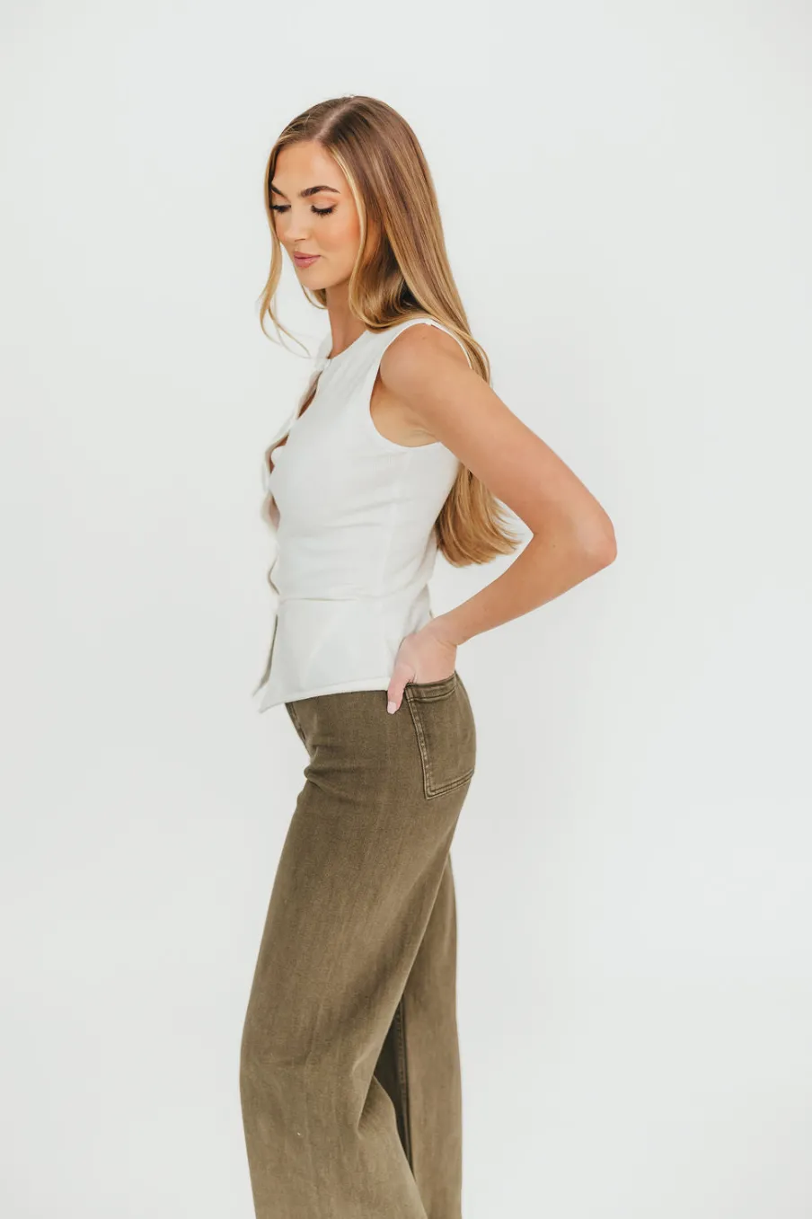 New Worth Collective Mila Knit Top in Off-White - Nursing Friendly