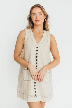 Clearance Worth Collective Milano 100% Linen Mini Dress in Linen