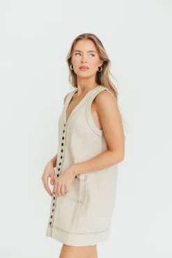 Clearance Worth Collective Milano 100% Linen Mini Dress in Linen