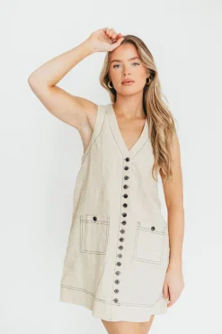 Clearance Worth Collective Milano 100% Linen Mini Dress in Linen