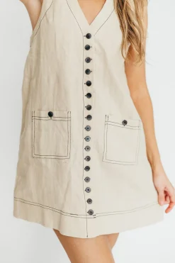 Clearance Worth Collective Milano 100% Linen Mini Dress in Linen