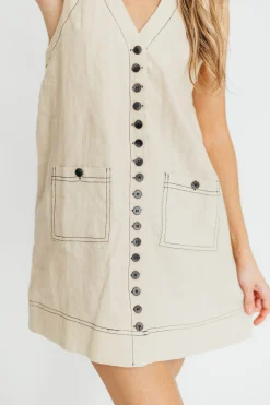 Clearance Worth Collective Milano 100% Linen Mini Dress in Linen