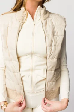 Discount Worth Collective Miley Puffer Vest in Light Taupe