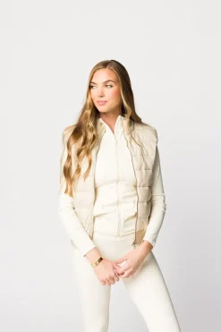 Discount Worth Collective Miley Puffer Vest in Light Taupe