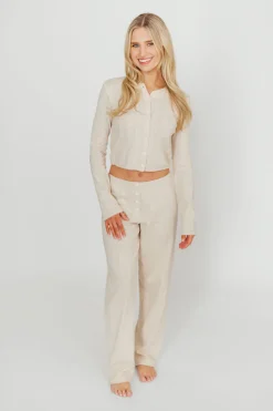 Outlet Worth Collective Miller 100% Cotton Pointelle Pants in Cream