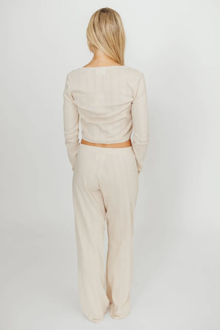 Outlet Worth Collective Miller 100% Cotton Pointelle Pants in Cream