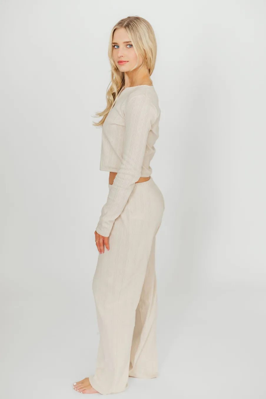 Outlet Worth Collective Miller 100% Cotton Pointelle Pants in Cream
