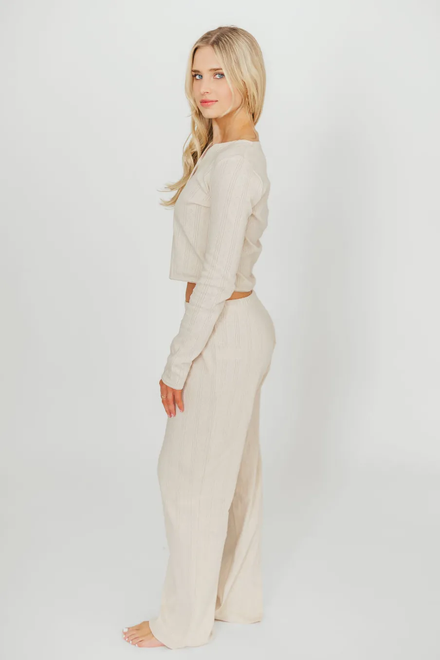 Outlet Worth Collective Miller 100% Cotton Pointelle Pants in Cream