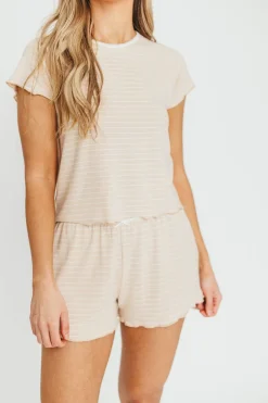 Sale Worth Collective Millie Striped Baby Tee and Shorts Set in Blush