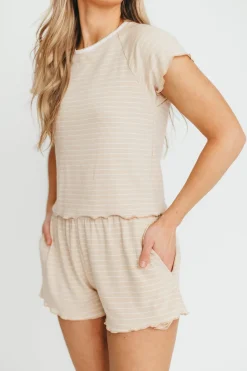 Sale Worth Collective Millie Striped Baby Tee and Shorts Set in Blush