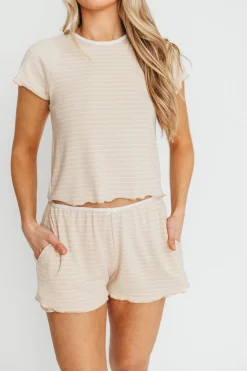 Sale Worth Collective Millie Striped Baby Tee and Shorts Set in Blush