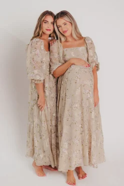 Fashion Worth Collective Mona Maxi Dress in Beige/Brown Floral (Restocking in Early August)