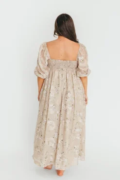 Fashion Worth Collective Mona Maxi Dress in Beige/Brown Floral (Restocking in Early August)